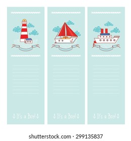 Set of banners in marine style for boy's birthday