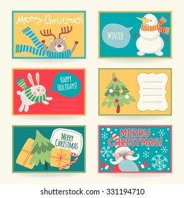 Set of banners. Merry Christmas! Template for the text. Winter set.