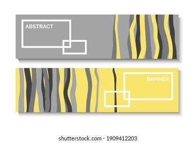 Set banners of modern abstract backgrounds with stripes. Multi-colored ribbons. Yellow and gray design. Vector illustration