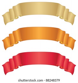 Set of banners modern ribbons, different colors. Vector