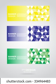 Set of Banners with Multicolored Polygonal Mosaic Backgrounds. Geometric Triangular Abstract Modern Vector Illustration.