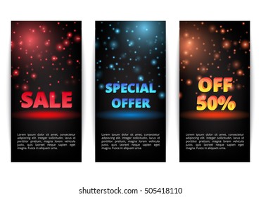 Set of banners New Year discounts. Holiday shopping. Christmas sale. Super offer.
