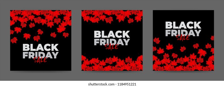 Set of banners on Black Friday. Instagram Post