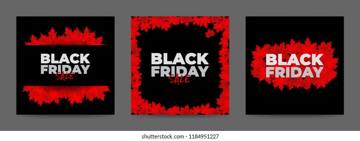 Set Of Banners On Black Friday. Instagram Post