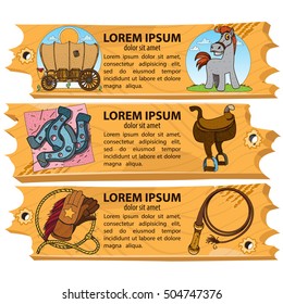 Set banners on the theme of the Wild West. Design elements for the desktop and virtual games.