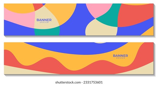 Set of Banners. Organic Colorful Abstract Art Background. Vector Illustration.