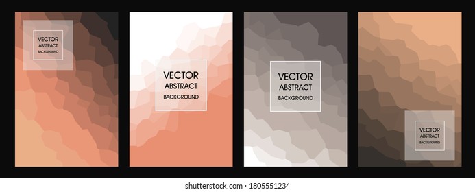 A set of banners in pastel tones. Backgrounds in beige peach shades. Poster. Element of advertising