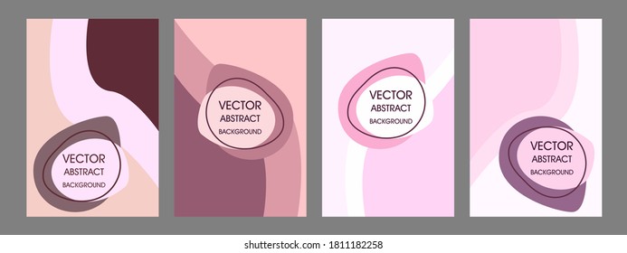 A set of banners in pastel tones. Backgrounds in beige pink shades. Poster. Element of advertising