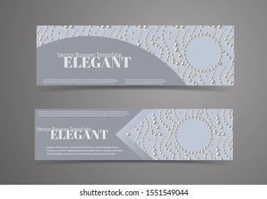 Set of banners with pearl pattern background. Elegant design vector template.