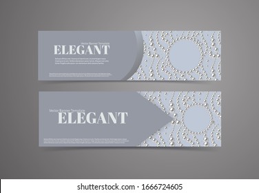 Set of banners with pearl pattern background. Elegant design vector template.