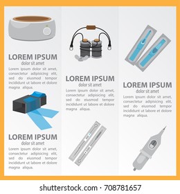 A set of banners with a picture of tattoo tools for the design of goods and promotional products.