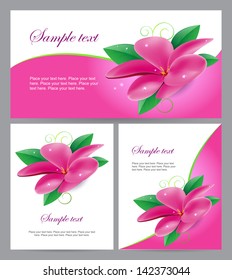 Set of banners with pink flower. Vector background. Easy to edit. Perfect for invitations or announcements.