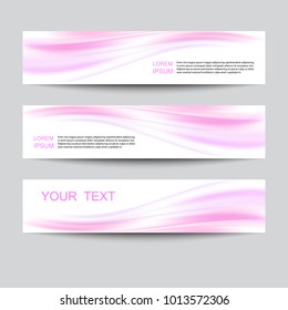 Set of banners. Pink gentle waves on a white background.