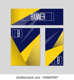 Set of banners with polygonal triangular background elements. Vector illustration.