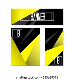 Set of banners with polygonal triangular background elements. Vector illustration.