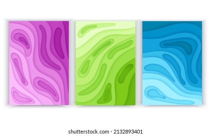 Set of banners, posters with abstract background and paper cut shapes. Design layout for business presentations, flyers and invitations