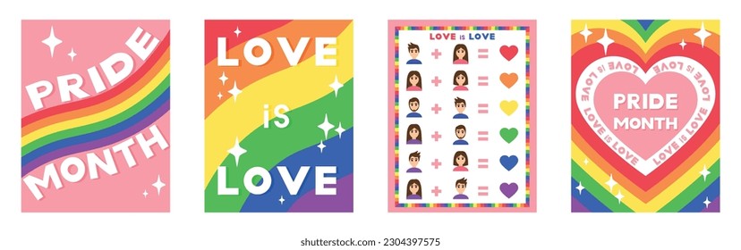 Banner-Set für den Pride-Monat auf weißem Hintergrund