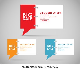 Set of banners with a quote bubble for big sales. Vector illustration.