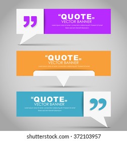 Set of banners with a quote bubble and quotes in a flat style. Vector illustration.