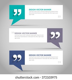 Set of banners with a quote bubble and quotes in a flat style. Vector illustration.