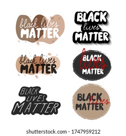 Set of banners, quotes black lives matter in different design isolated on white background stock vector illustration