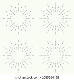 Set of  banners, radial sunbusrt. Vector border and frame.