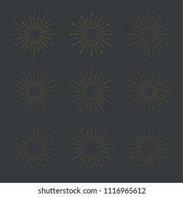 Set of  banners, radial sunbusrt. Vector border and frame.