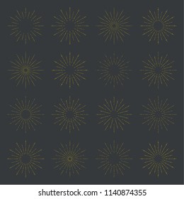 Set of  banners, radial sunbusrt. Vector border and frame.