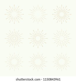 Set of  banners, radial sunbusrt. Vector border and frame.