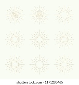 Set of  banners, radial sunbusrt. Vector border and frame.