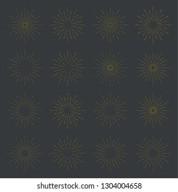 Set of  banners, radial sunbusrt. Vector border and frame.