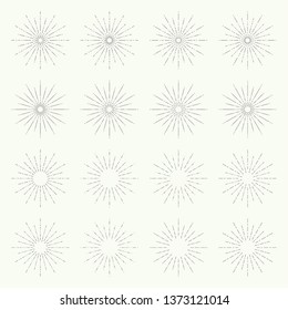 Set of  banners, radial sunbusrt. Vector border and frame.