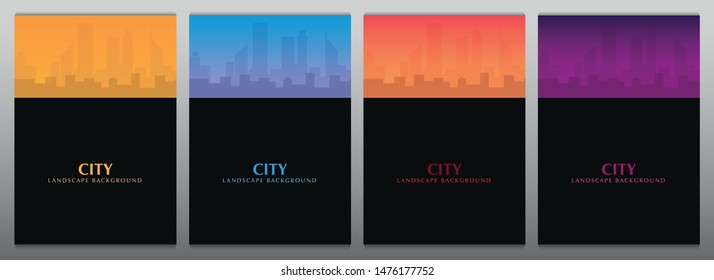 Set of banners. Railway bridge with beautiful outdoor and city landscape. Travel Concept