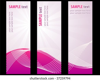 set of banners with rays background