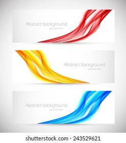 Set of banners with red blue yellow lines