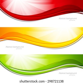 Set of banners in red green yellow colors