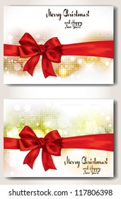 set of banners with red ribbons
