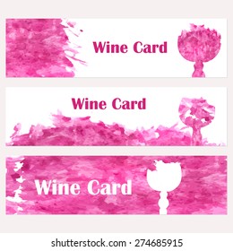 Set of banners for restaurant. Abstract background. Wine card, list, glass. Vector elements