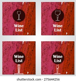 Set of banners for restaurant. Abstract background. Wine card, list, glass. Vector elements
