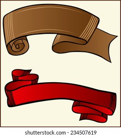 Set of banners ribbon