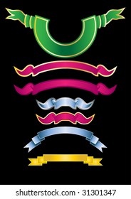 a set of banners and ribbons of different colors
