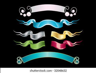 a set of banners and ribbons of different colors