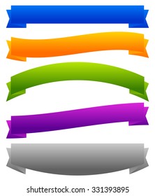 Set of banners, ribbons with different colors, and distortion