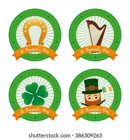 Set of banners with ribbons and different traditional elements for patrick's day