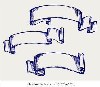 Set  banners and ribbons. Doodle style