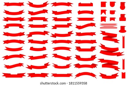 Set of banners of ribbons isolated on a white background. Flat design, vector illustration of trend elements.