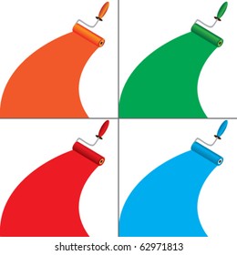 Set of banners with roller brush