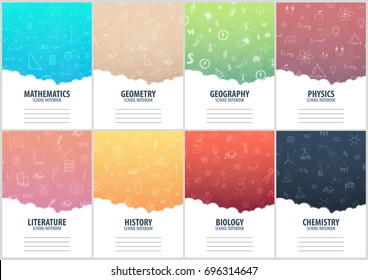 Set of banners school notebook template. Back to School background. Education banner