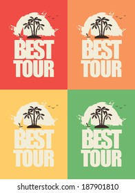 set of banners with the sea and the inscription Best Tours