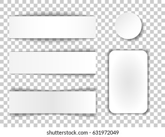 Set of Banners with shadow. Collection of white note papers. Paper separators, dividers.  Vector illustration. EPS 10.